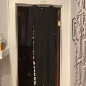 SHEIN Black Long Sleeve Dress with Love Accent